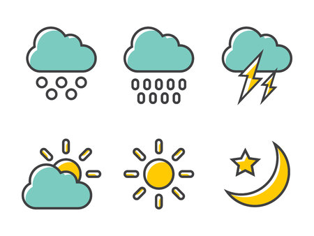Set of weather flat logo designのイラスト素材