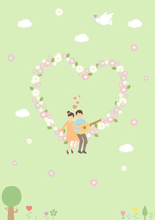 Romantic couple having good timeのイラスト素材