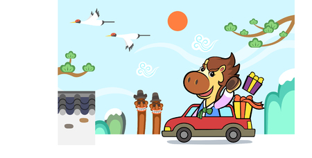 New years card - year of horseのイラスト素材