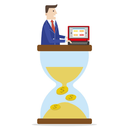 Businessman with money hourglassのイラスト素材