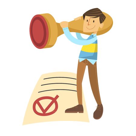 Young Man casting a voteのイラスト素材