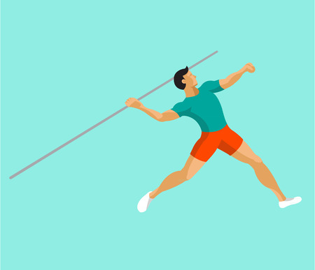 Man throwing javelin flat designのイラスト素材