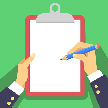 Hand holding clipboardのイラスト素材
