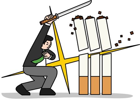 Man breaking cigaretteのイラスト素材