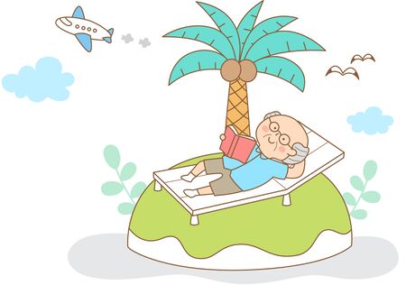 The aged man enjoying travelのイラスト素材