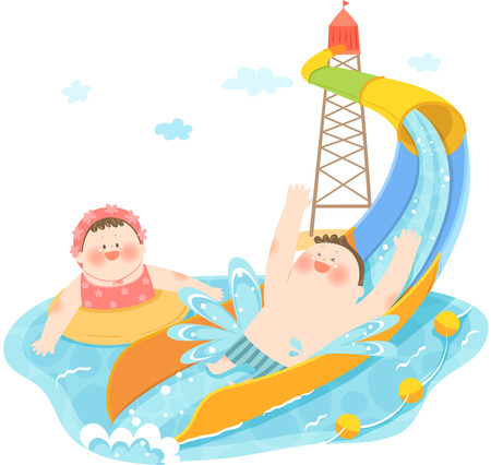 Couple enjoying summer vacationのイラスト素材