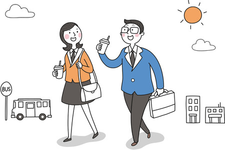 Business couple going to workのイラスト素材