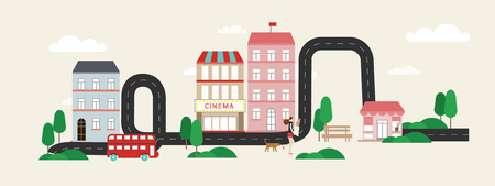 City with cinema flat designのイラスト素材