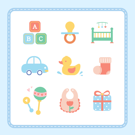 Set of baby lifestyle iconのイラスト素材