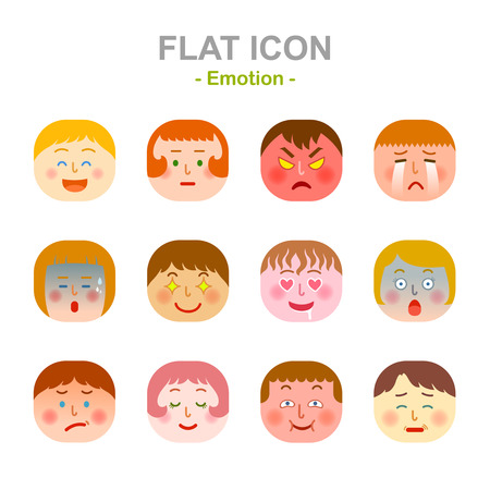 Set of various emotion flat iconのイラスト素材