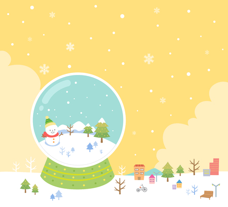 White Christmas with crystal snowballのイラスト素材
