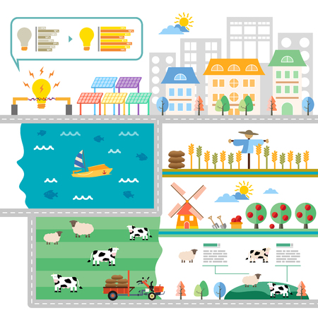 Green ecology infographic with iconのイラスト素材