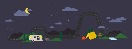 Camping road flat designのイラスト素材