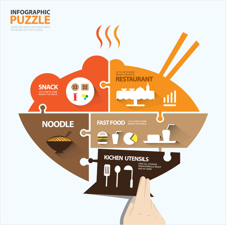 Food shape infographic puzzle about restaurantのイラスト素材