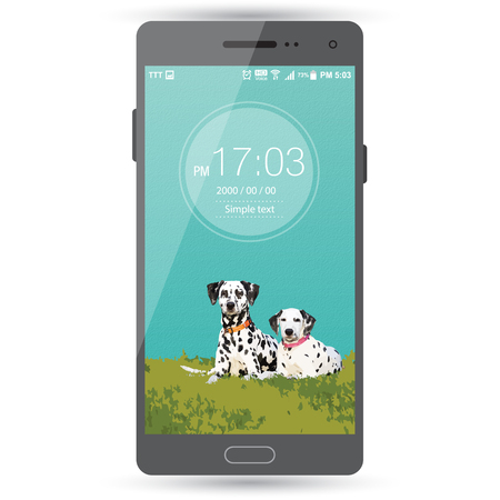 Dalmatian background lock on mobile phoneのイラスト素材