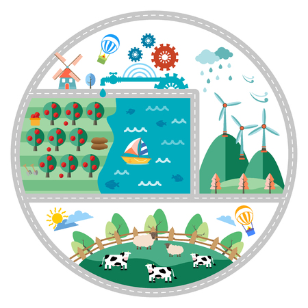 Green ecology infographic with iconのイラスト素材