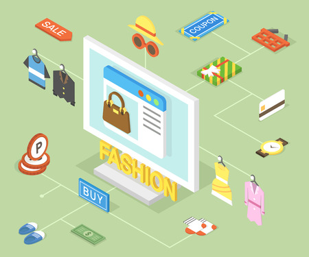 3D fashion isometric infographic with iconのイラスト素材