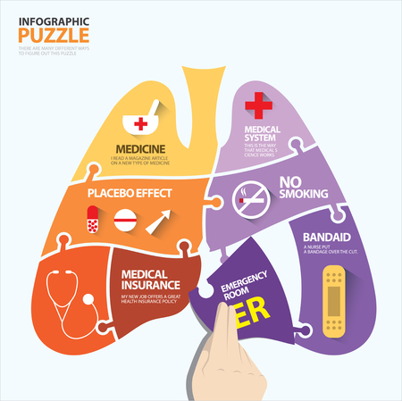 Lung shape infographic puzzle about healthのイラスト素材