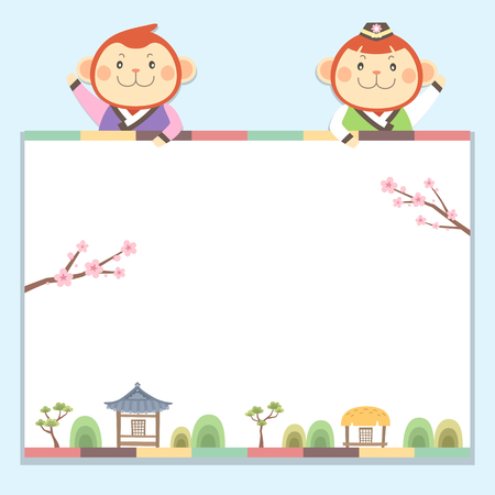 New years card - the monkey yearのイラスト素材