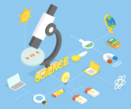 Science class 3D infographic with iconのイラスト素材