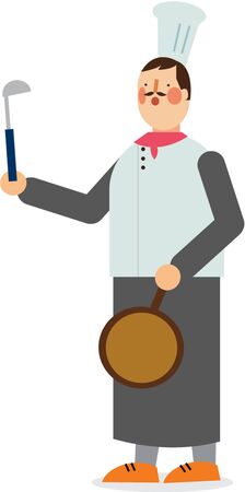 Chef holding cooking utensilのイラスト素材