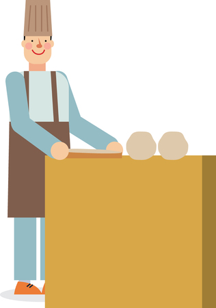 Man baking bread in bakeryのイラスト素材