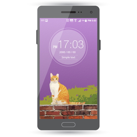 Cat background lock on mobile phoneのイラスト素材