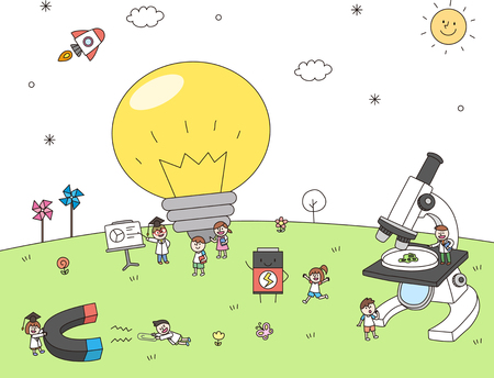 Children studying scienceのイラスト素材