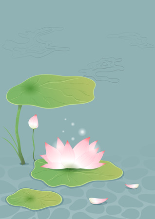Lotus on pondのイラスト素材