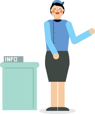 Flight attendant working at informationのイラスト素材