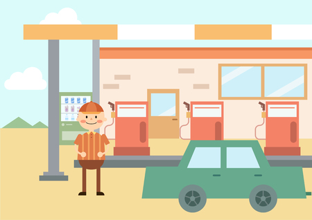 Part timer working in gas stationのイラスト素材
