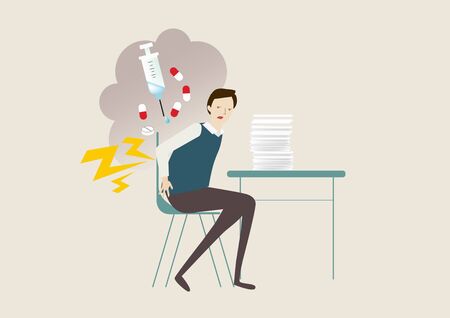 Man having back painのイラスト素材