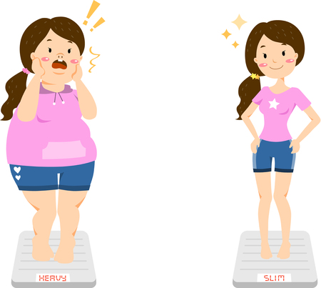 Woman diet measuring het weightのイラスト素材