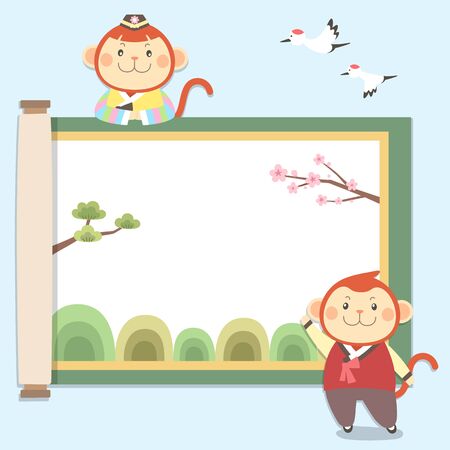 New years card - the monkey yearのイラスト素材