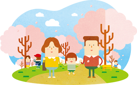 Happy family having good timeのイラスト素材