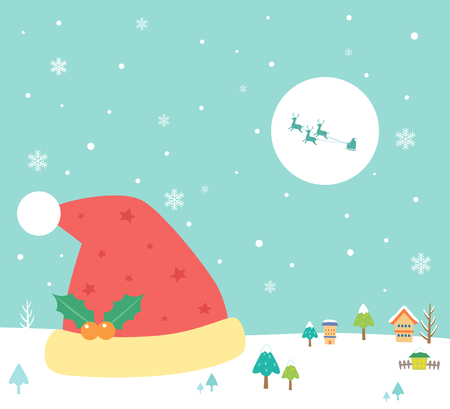 White Christmas with hatのイラスト素材