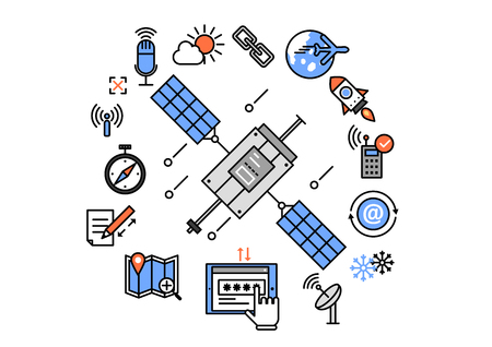 Set of satellite involved iconのイラスト素材