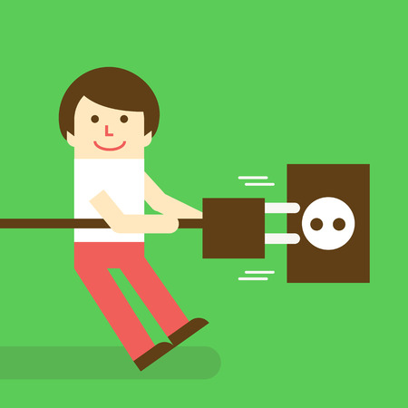 Man pulling the plugのイラスト素材