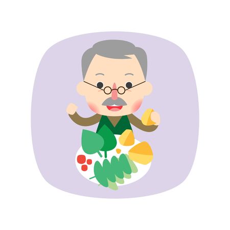 Doctor examining the aged man, vector illustration.のイラスト素材