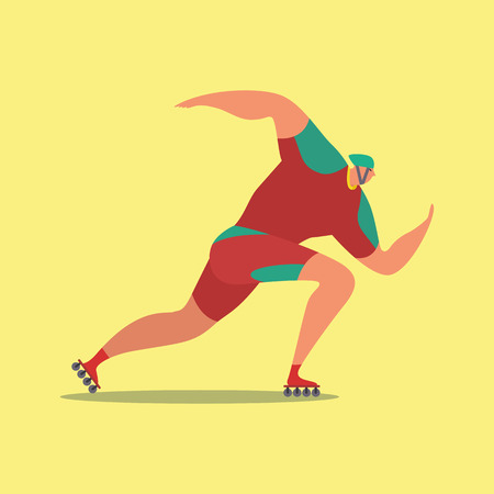 Athlete riding inline skating Vector illustration.のイラスト素材
