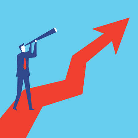 Businessman using telescope Vector illustration.のイラスト素材