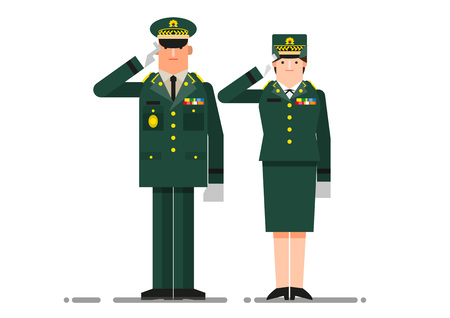Soldier giving a salute, vector illustration.のイラスト素材