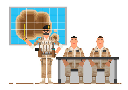 Soldier doing presentation, vector illustration.のイラスト素材