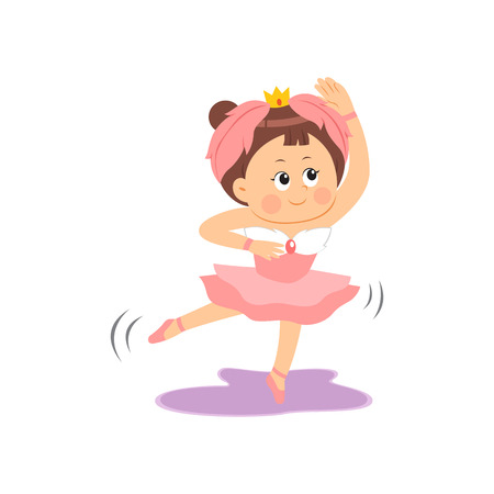 Cute girl performing ballet, vector illustration.のイラスト素材