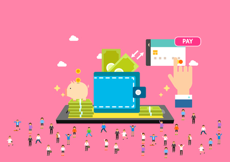 Mobile bank application on mobile phoneのイラスト素材
