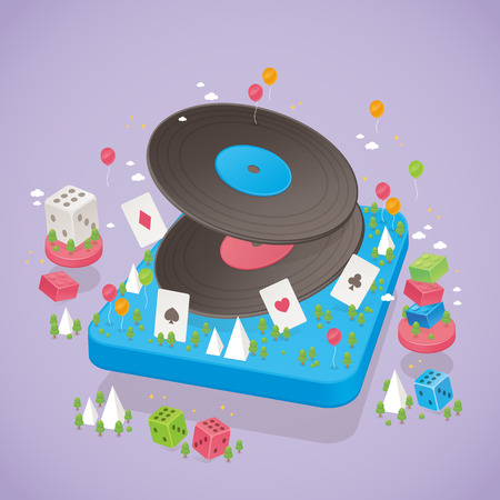Set of game isometric icon, vector illustration.のイラスト素材