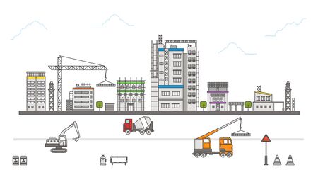 Construction site street and vehicleのイラスト素材