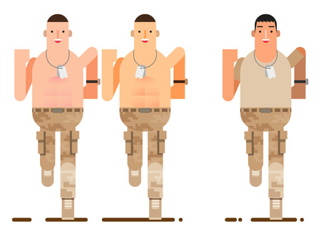 Soldier training for emergency situation, vector illustration.のイラスト素材