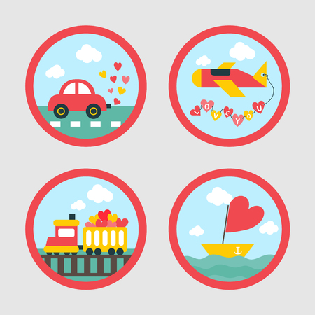 Set of love package label, sticker vector illustration.のイラスト素材