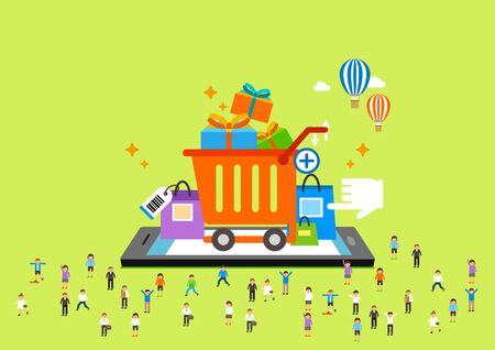 Online shopping application on mobile phoneのイラスト素材